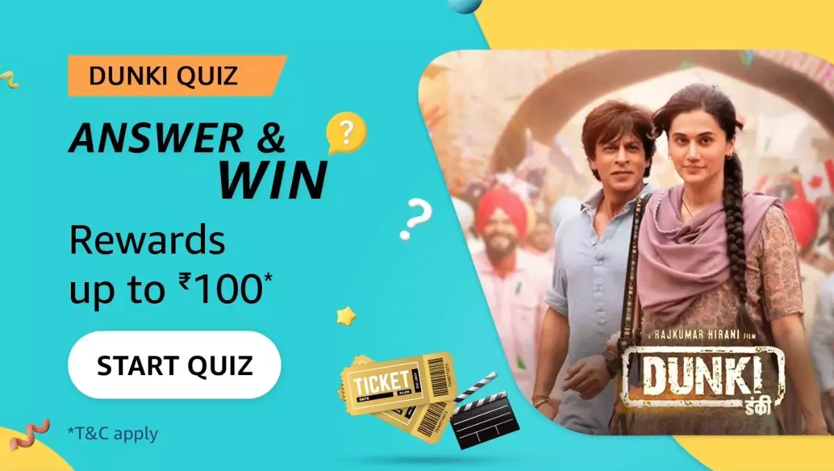 Amazon Pay Movies Dunki Quiz Anawers: Winners will Get up to ₹110 Cashback